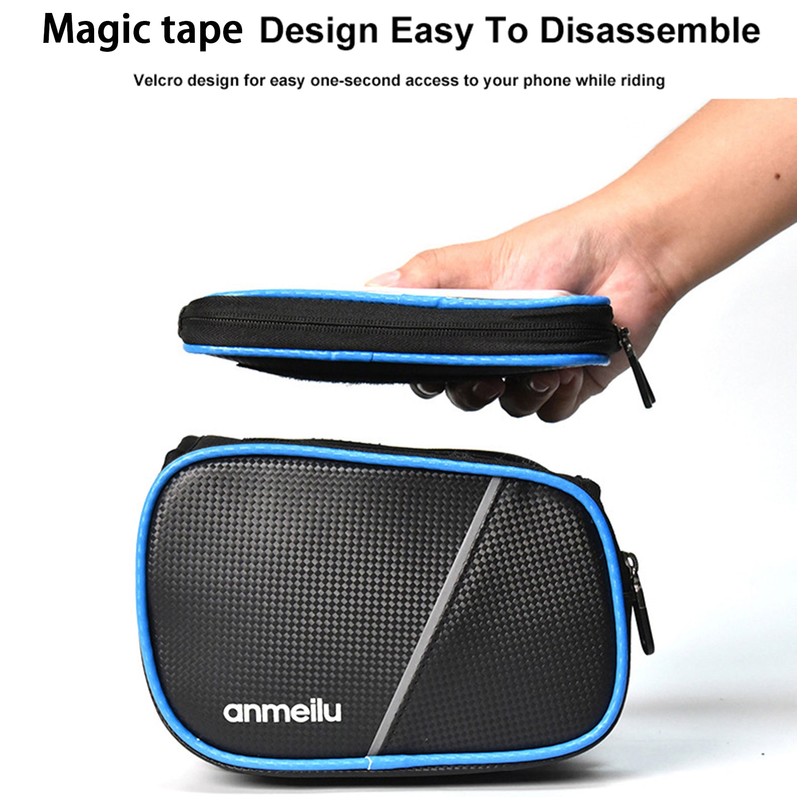ANMEILU 7006 Waterproof Cycling Bike Front Frame Bag Touch Screen Phone Pouch Bicycle Top Tube Storage Bag with Rainproof Cover ANMEILU 7006 Waterproof Cycling Bike Front Frame Bag Touch Screen Phone Pouch Bicycle Top Tube Storage Bag with Rainproof Cover